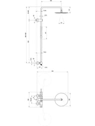 Душевая система RAVAK Spring SG 091.20BL , термостат, верхний/ручной душ, черный X070558