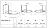Шторка на ванну RAVAK VSK2 ROSA 160 L (970-990х1500) левая, профиль белый, стекло Transparent