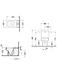 Чаша унитаза-компакта DURAVIT VERO 370х630х420 универсальный выпуск, крепление 2116090000
