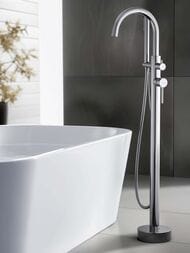 Смеситель для ванны/душа Aquatek Европа AQ1345CR напольный, однозахватный, с ручным душем, хром — миниатюра 2