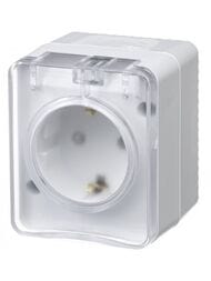 Розетка Systeme Electric ATLASDESIGN с заземлением со шторками IP54 16А 250B белый ATN540145