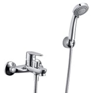 Смеситель для ванны WasserKRAFT Leine 3501 настенный, однозахв., кор. излив, душ. гарнитур, хром