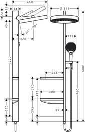 ������� ������� Hansgrohe Rainfinity Showerpipe 360 1jet ������� ������ ���� 26842000