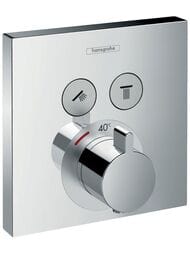 Смеситель Hansgrohe ShowerSelect 15763000 термостат, 2 запорных вентиля, наружная часть, хром — миниатюра 1