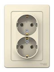 Розетка Systeme Electric BLANCA скрыт.уст. двойная с заземл. без шторок, 16А 250В молоч. BLNRS001022
