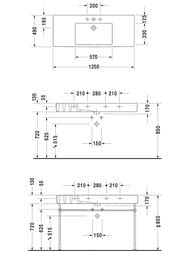 Умывальник DURAVIT VERO 1250х490х170 1 отверстие под смеситель, перелив 0329120000