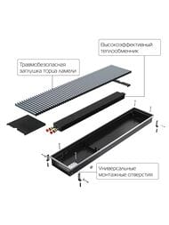 Конвектор внутрипольный Royal Thermo ATRIUM-110/200/2200-DG-U-NA алюм. решетка, цвет натур.алюминий
