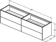 ����� ��� �������� Ideal Standard CONCA (1985x505x540) 4 �����, ����� ������� ��� T3993Y1