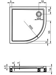 Поддон акриловый RIHO DAVOS 285 (1000х1000х45) полукруглый, с ножками и панелью, без сифона