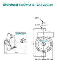 ����� ��������� �������� SHINHOO PROMO 15-12A, ����� 12�, 2,8�3/�, G3/4", 1�230�, � ������� 71411002