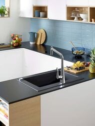 Мойка из гранита Hansgrohe S51 43313170 (770х510) врезная, отвер.под смес., черный графит — изображение 4