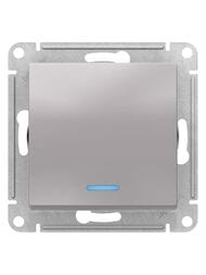 Переключатель Systeme Electric ATLASDESIGN 1-клавишный с подсветкой сх. 6а 10АХ алюминий ATN000363