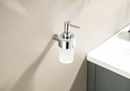 Дозатор для жидкого мыла Aquatek Лира AQ4405CR подвесной, стекло матовое, латунь, цвет: хром