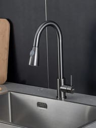Смеситель для кухни с выдвижной лейкой , FRAP оружейная сталь, F60991-9