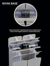 Радиатор биметаллический Rifar Base Ventil BVL 350 нижнее левое подключ., 8 секции, 1112 Вт, белый