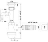 Сифон АНИ Пласт 1.1/2"х40мм с отводом и гофрой на 40/50 мм C0315 — миниатюра 2