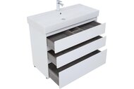 Тумба под раковину Aquanet Nova Lite 100 (950х435х735) напольная, 3 ящика, белый глянец 302478