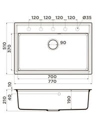 Мойка Omoikiri DAISEN 77-SA (770х510х200) врезная, артгранит, бежевая 4993631