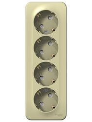 Розетка Systeme Electric BLANCA четырехпостовая с заземлением со шторками, 16А 250В беж. BLNRA011417