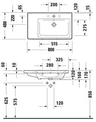 ����� � ��������� Duravit D-Neo 800�440�480 ���������, 1 ����, ����� ���. DE4255004180000+2370800000