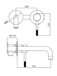 Смеситель VODA Vessel скрытого монтажа д/умывальника, графит, арт. VSL28GM