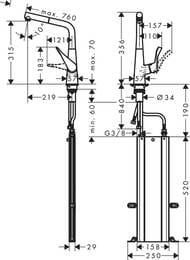 ��������� Hansgrohe Metris M71 ��� ����� 320 ��, �������� �����, ����� 73812800