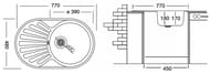 Мойка врезная Ukinox Favorit 770х480 полированна нерж.сталь 0,8мм, слив 3 1/2, FAP770.480 -GT8K 1R