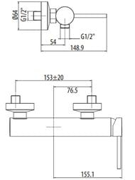 Смеситель GATTONI Circle Two 9125/91NS душа, настенный, никель браш