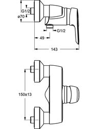 Ideal Standard CERAMIX BLUE Смеситель для душа B9493AA без душевого набора — миниатюра 3