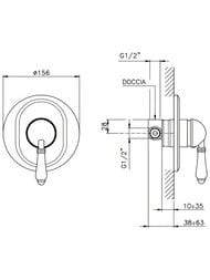 Внешняя часть Nicolazzi Cinquanta смесителя для душа, ручка El Capitan, бронза 3406BZ75