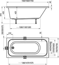 ����� ��������� RAVAK CHROME 150x70 �����