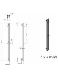 GROTA CORSA Полотенцесушитель электрический 80x900 RAL9005