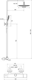 Душевая система RAVAK 10° FREE TD F 091.00/150 термостат для душа, верхний и ручной душ, стойка