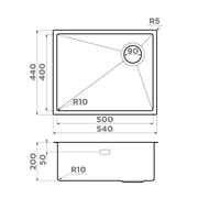 Мойка Omoikiri TAKI 54-U/IF-GB SIDE SF (540х440х200) унив.монтаж, угловой слив, графит 4997036
