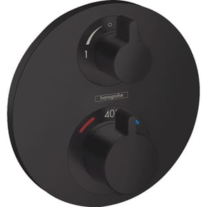 Смеситель Hansgrohe Ecostat S 15758670  термостат, с запор/перекл вентилем, внеш.часть, черный мат