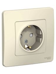 Розетка Systeme Electric BLANCA скрыт.устан. с заземл. со шторками, 16А, 250В, молочный BLNRS001112