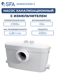Насос SFA SANIACCESS 3 494х169х333 для унитаза, умывальника, душа, биде