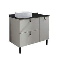 Тумба COMFORTY Сорренто-90Н (905х880х520) с раковиной,черной столешницей,светло-серый 00-00013520