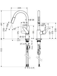 Смеситель Hansgrohe Focus M41 для кухни 240 мм вытяжной поворотный излив хром 31815000 — миниатюра 4