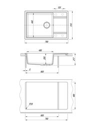 Мойка FLORENTINA Липси XL 780х510х217 врезная, оборачиваемая, антрацит 20.505.D0780.302