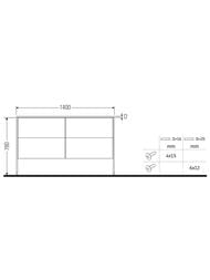 Тумба под раковину слева Duravit XSquare 1400х538х548 напольная, 4 ящика, белый глянец XS4923L2222 — изображение 2