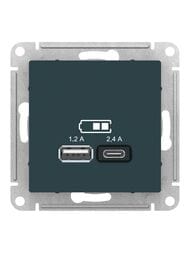 Розетка Systeme Electric ATLASDESIGN USB A+С, 5В/2,4 А, 2х5В/1,2 А, механизм, ИЗУМРУД ATN000839