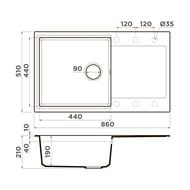 Мойка Omoikiri DAISEN 86-PA (860х510х230) врезная, артгранит, цвет-пастила 4993696