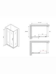 Душевой уголок ABBER Schwarzer Diamant AG301305-S605 (1300х600х1900) стек 5 мм,прозр./хром
