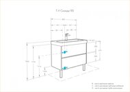Тумба под умывальник AQUATON Сканди 90 1A251901SDB20 882x427x591 2 ящика, белый глянец/дуб верона