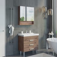 Зеркало-шкаф COMFORTY Никосия-80 (800х800х130) подвесной, дуб темный 00-00007619