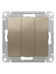 Выключатель Systeme Electric ATLASDESIGN 3-клавишный схема 1+1+1 10АХ механизм шампань ATN000531
