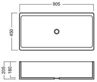 �������� ������������� Hatria Long sink 90 01YN0401 905�450�210 ���������, ��� ���. ��� ���������