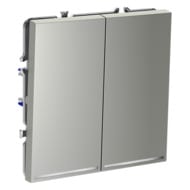 Проходной переключатель двухклавишный с подсветкой Voltum S70 VLS020405, серебро