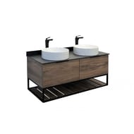 Тумба COMFORTY Порто-120-2 (1200х645х520) 2 раковины, со столешн., дуб темн.-коричн.00-00001287